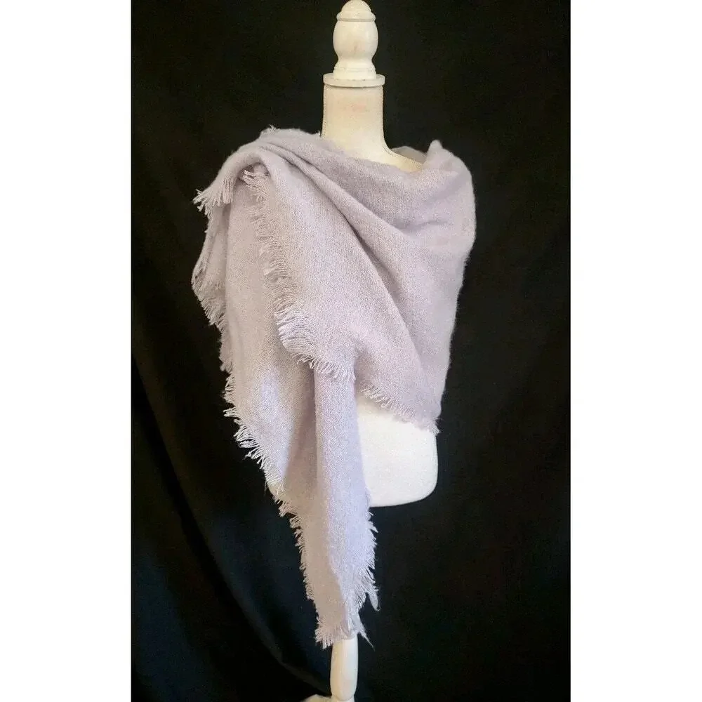 Anthropologie Soft Lilac Fringed Scarf Wrap Pashmina knot purple